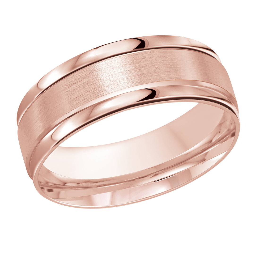 M3 031 8P 01   A Pink Wedding Band available in 10K  14K and 18K Gold