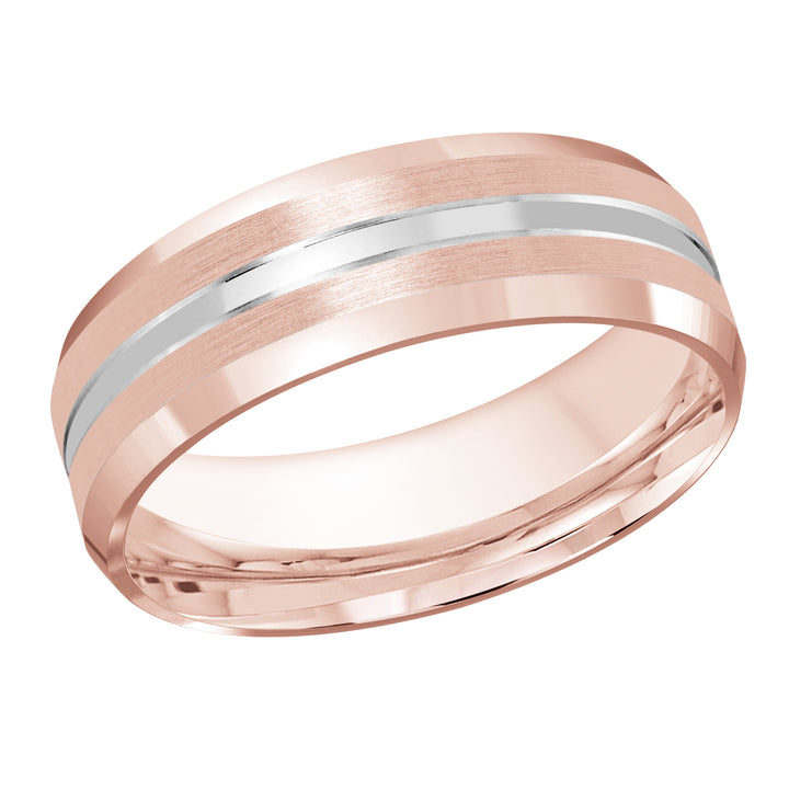 M3 1051 7PW 01   A Pink White Wedding Band available in 10K  14K and 18K Gold