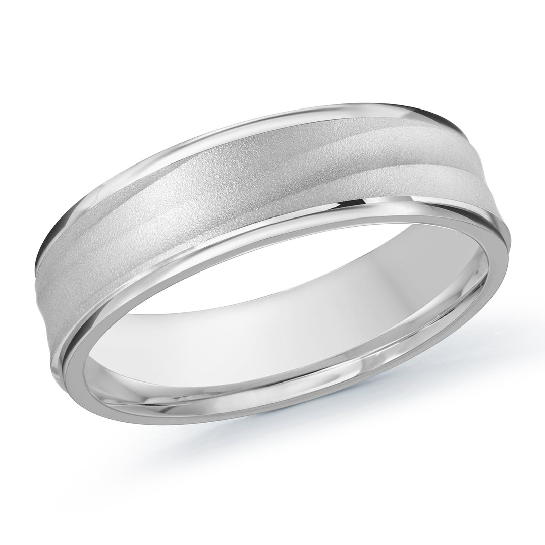 M3 914 6W 07   A White Wedding Band available in 10K  14K  8K Gold and Platinum