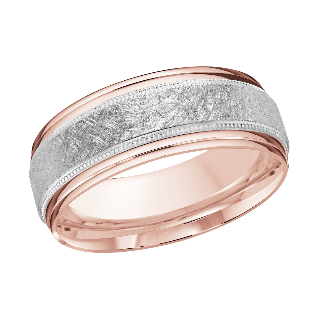 M3 008 8PW 04   A Pink White Wedding Band available in 10K  14K and 18K Gold