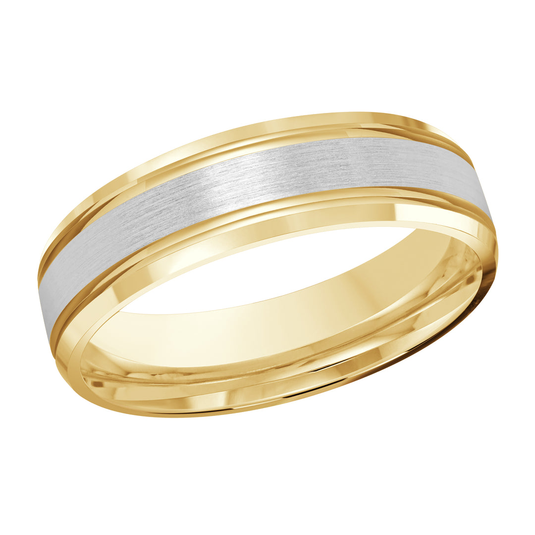 M3 520 6YW 01   A Yellow   White Wedding Band available in 10K  14K and 18K Gold