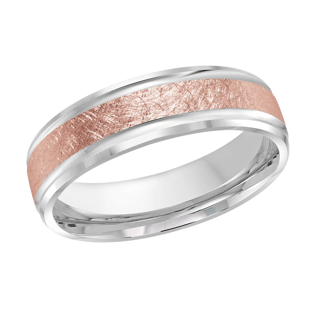 M3 411 6WP 04   A White   Pink Wedding Band available in 10K  14K and 18K Gold