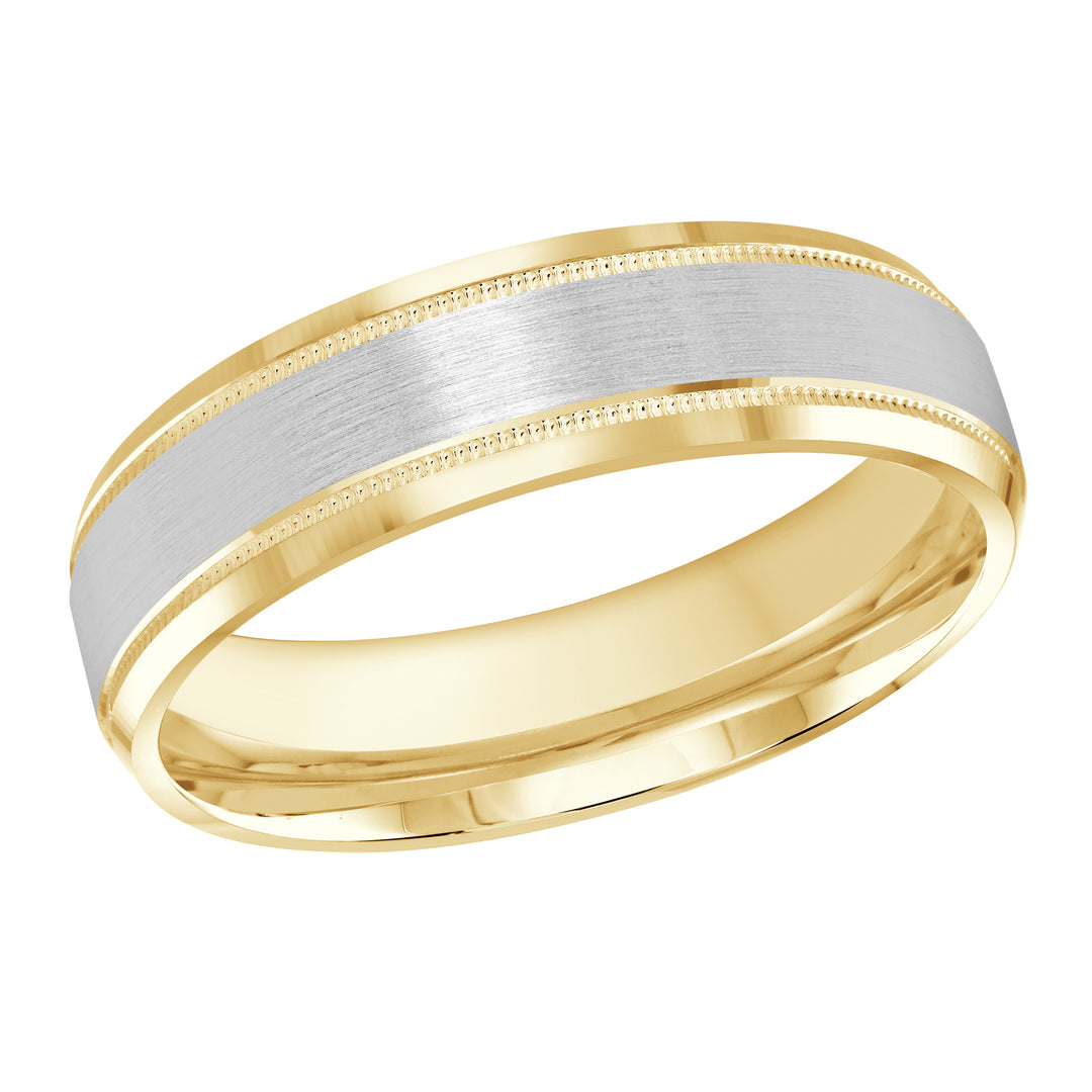 M3 413 6YW 01   A Yellow   White Wedding Band available in 10K  14K and 18K Gold