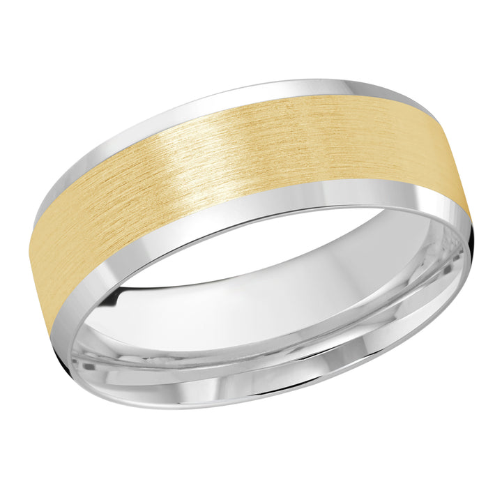 M3 1105 8WY 01   A White   Yellow Wedding Band available in 10K  14K and 18K Gold