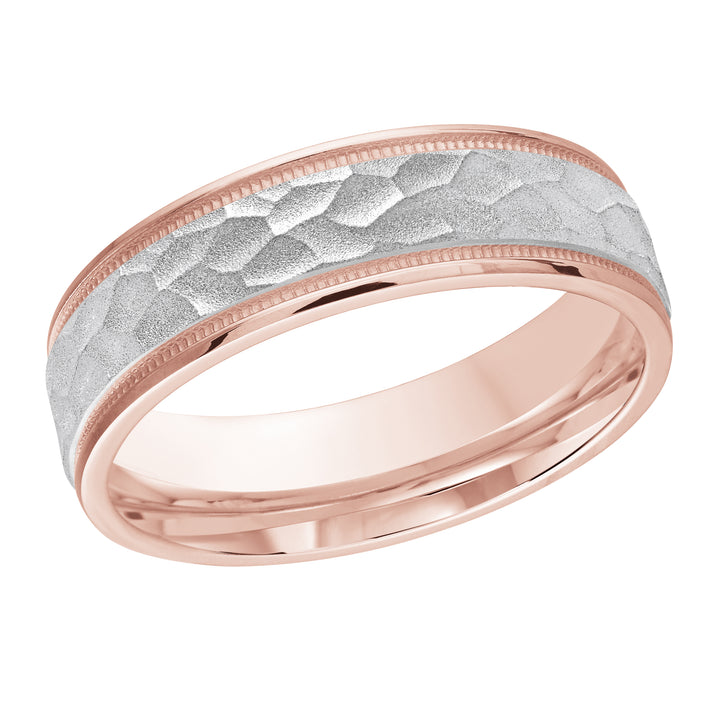 M3 303 6PW 02   A Pink White Wedding Band available in 10K  14K and 18K Gold