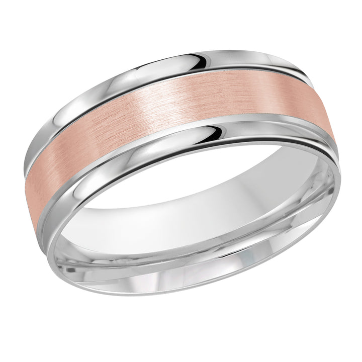 M3 031 8WP 01   A White   Pink Wedding Band available in 10K  14K and 18K Gold