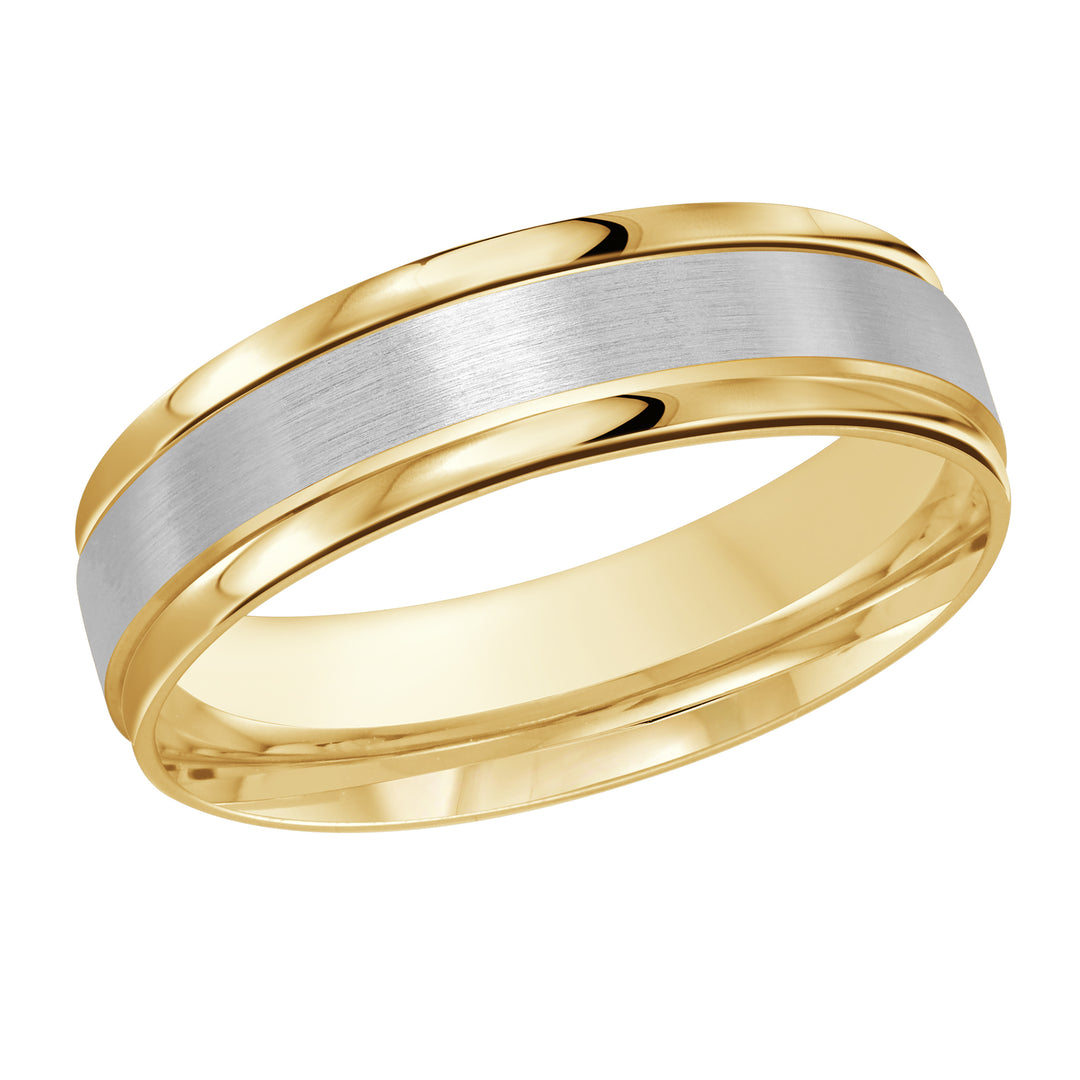 M3 031 6YW 01   A Yellow   White Wedding Band available in 10K  14K and 18K Gold