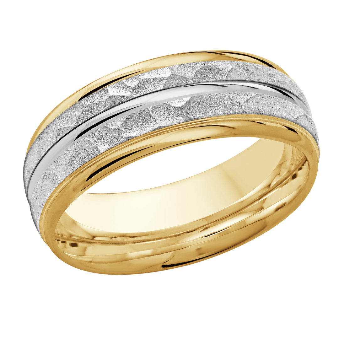 M3 016 8YW 02   A Yellow   White Wedding Band available in 10K  14K and 18K Gold