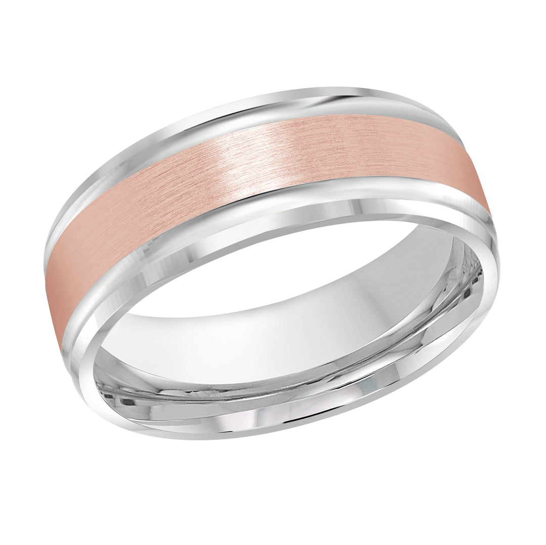 M3 411 8WP 01   A White   Pink Wedding Band available in 10K  14K and 18K Gold