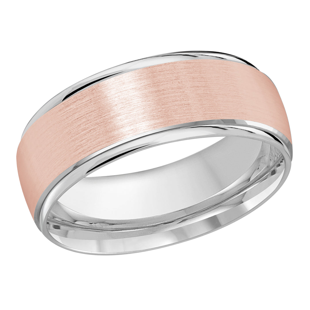 M3 1166 8WP 01   A White   Pink Wedding Band available in 10K  14K and 18K Gold