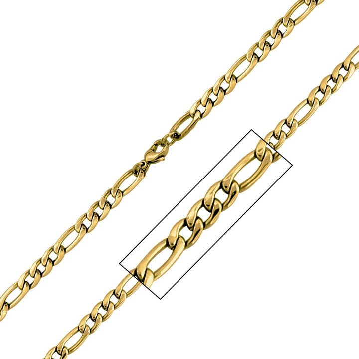 6mm Gold IP Figaro Chain