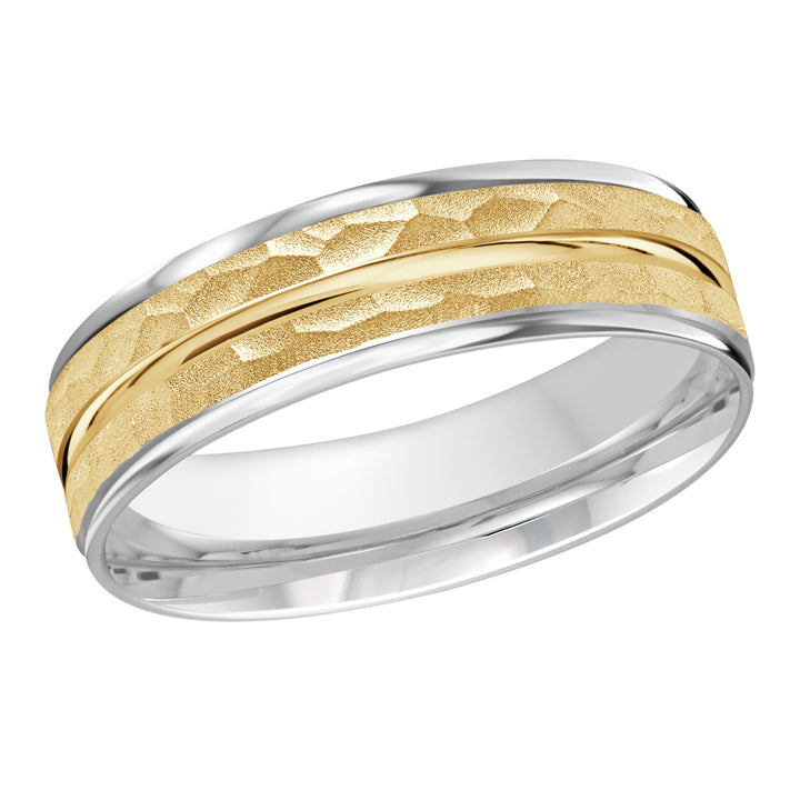 M3 815 7WY 02   A White   Yellow Wedding Band available in 10K  14K and 18K Gold