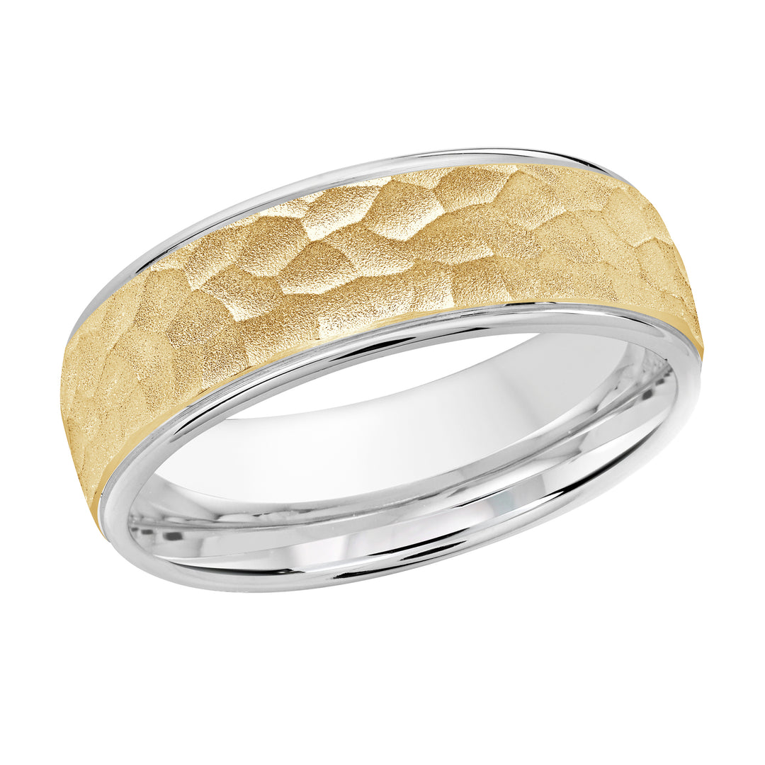 M3 1085 7WY 02   A White   Yellow Wedding Band available in 10K  14K and 18K Gold