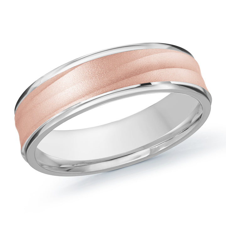 M3 914 6WP 07   A White   Pink Wedding Band available in 10K  14K and 18K Gold