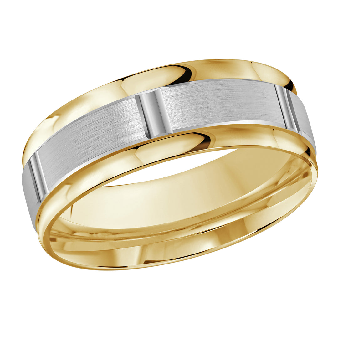 M3 636 8YW 01   A Yellow   White Wedding Band available in 10K  14K and 18K Gold