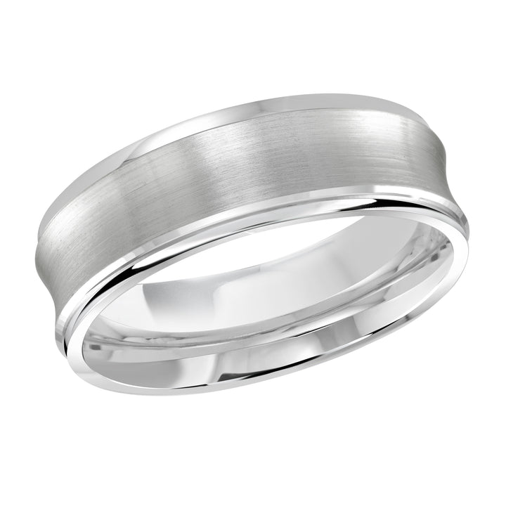 M3 095 7W 01   A White Wedding Band available in 10K  14K  8K Gold and Platinum