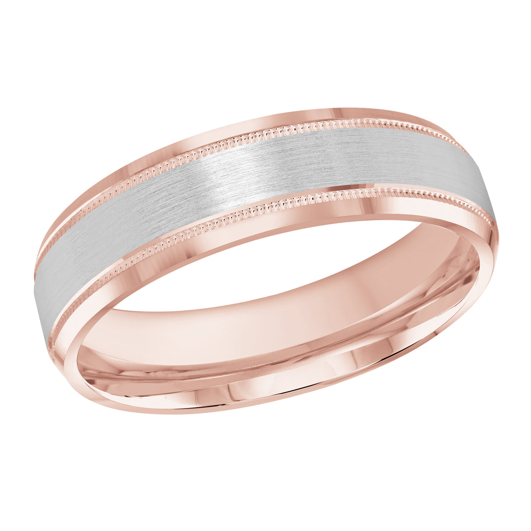 M3 413 6PW 01   A Pink White Wedding Band available in 10K  14K and 18K Gold