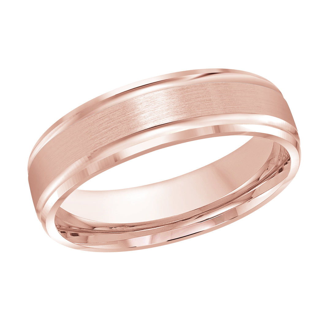 M3 411 6P 01   A Pink Wedding Band available in 10K  14K and 18K Gold