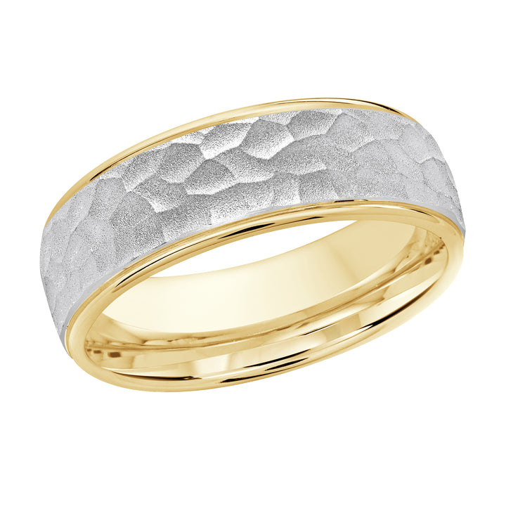 M3 1085 7YW 02   A Yellow   White Wedding Band available in 10K  14K and 18K Gold