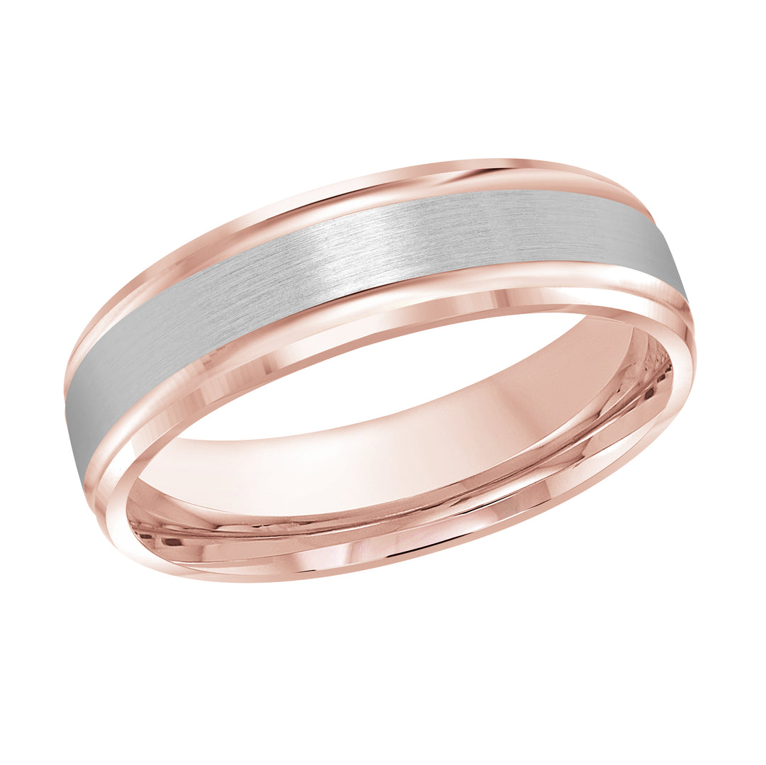 M3 411 6PW 01   A Pink White Wedding Band available in 10K  14K and 18K Gold