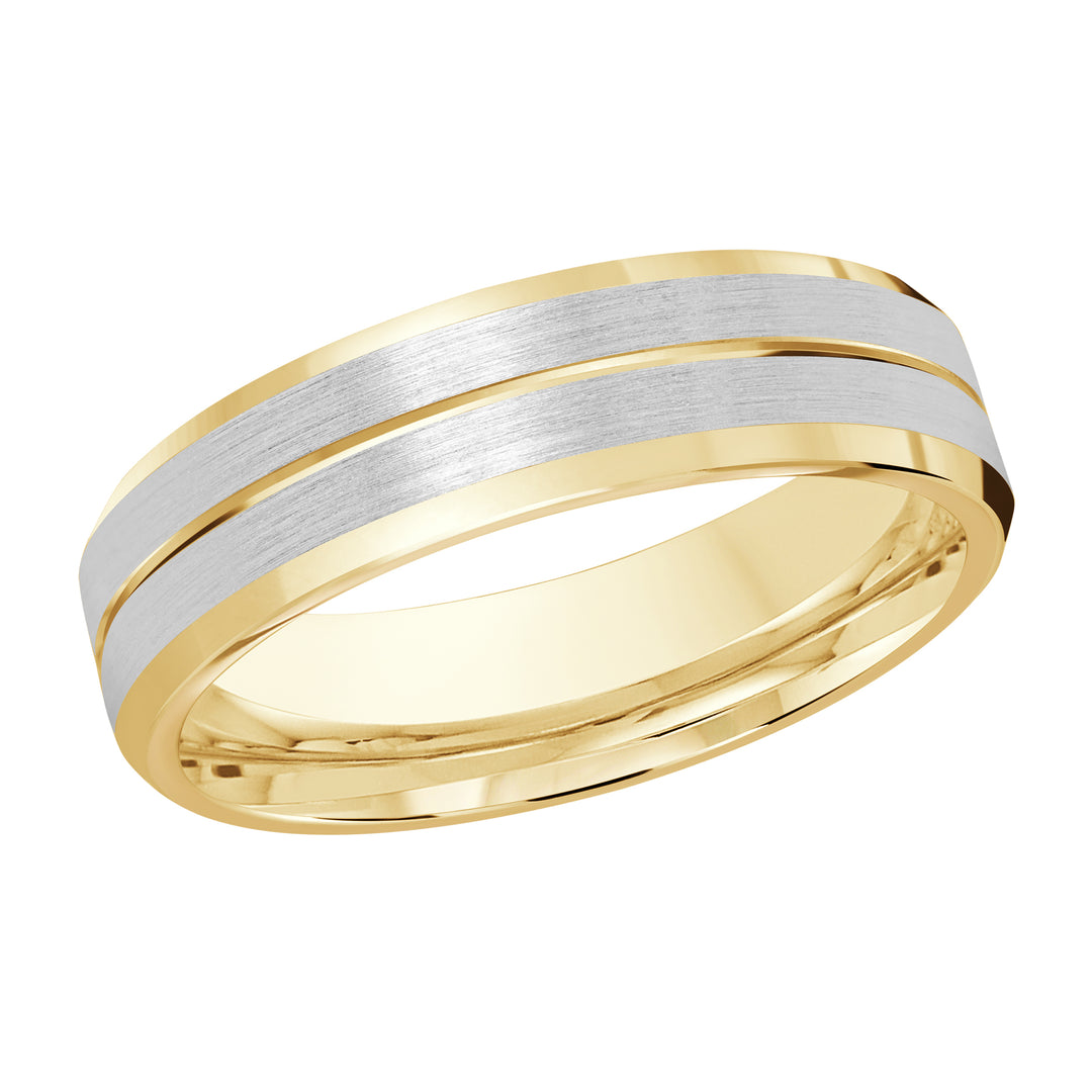 M3 697 6YW 01   A Yellow   White Wedding Band available in 10K  14K and 18K Gold