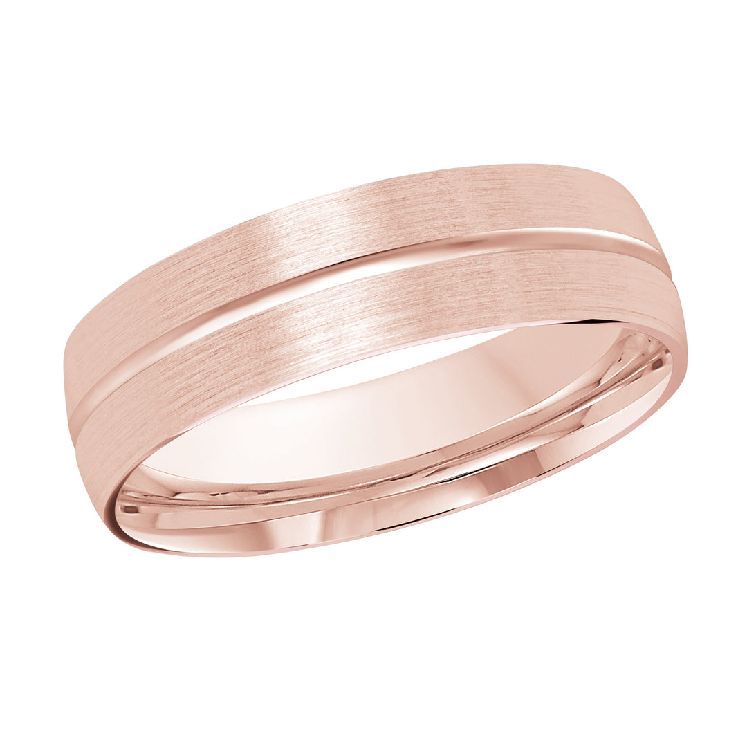 M3 531 6P 01   A Pink Wedding Band available in 10K  14K and 18K Gold