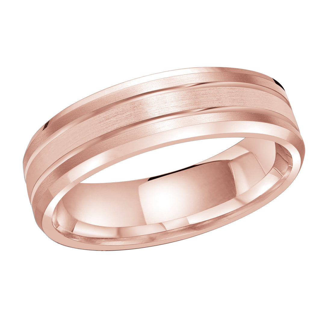 M3 1130 6P 01   A Pink Wedding Band available in 10K  14K and 18K Gold