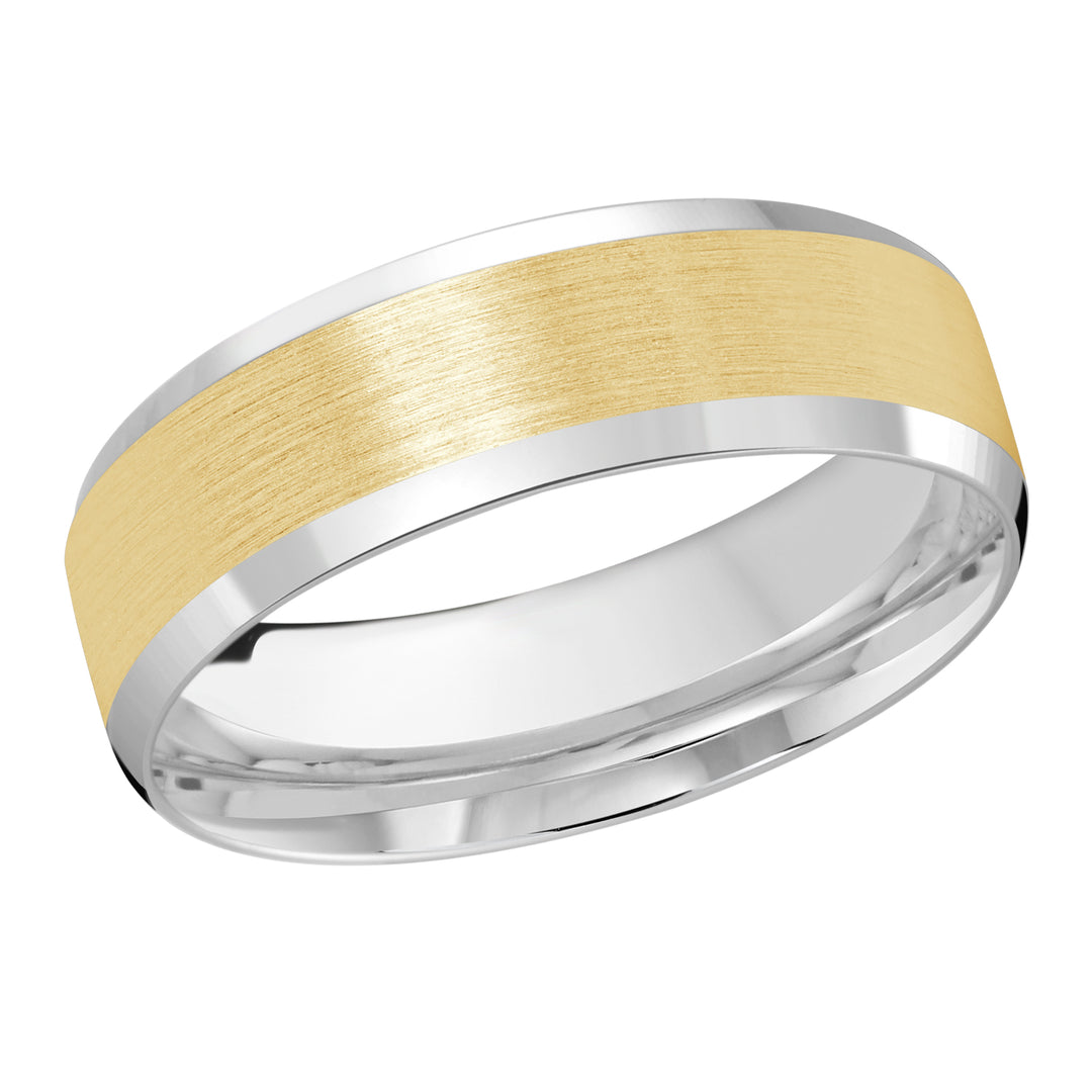 M3 1105 7WY 01   A White   Yellow Wedding Band available in 10K  14K and 18K Gold