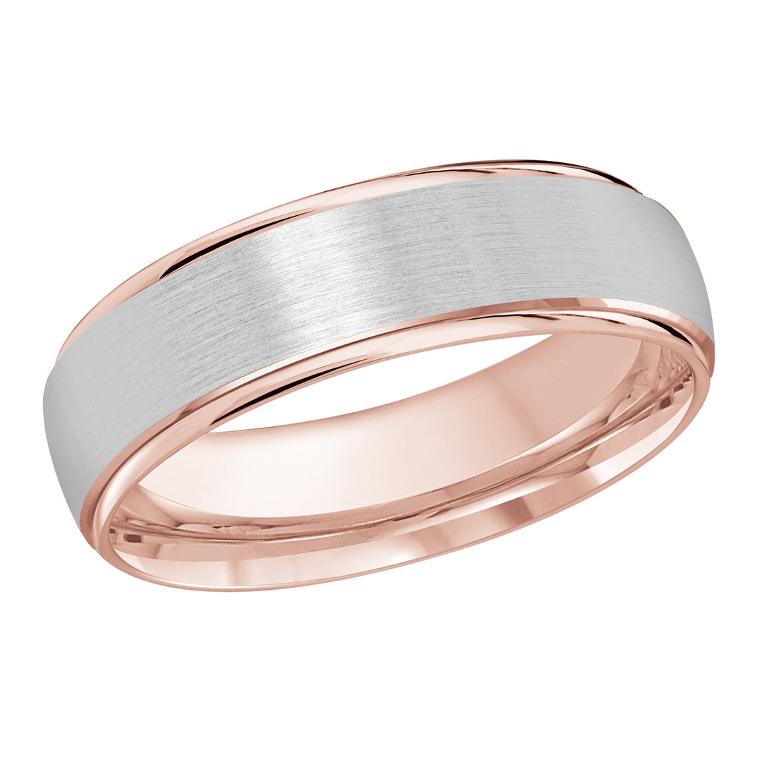 M3 1166 6PW 01   A Pink White Wedding Band available in 10K  14K and 18K Gold