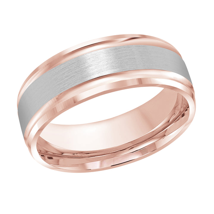 M3 411 8PW 01   A Pink White Wedding Band available in 10K  14K and 18K Gold