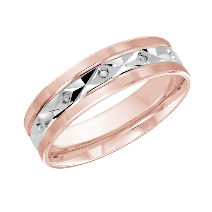 M3 086 6PW 01   A Pink White Wedding Band available in 10K  14K and 18K Gold