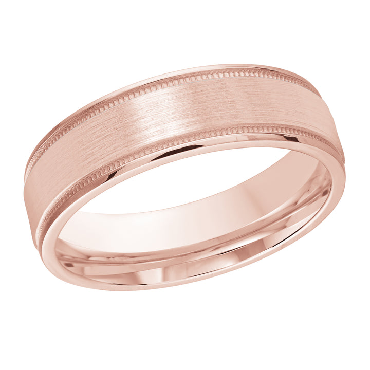 M3 1174 6P 01   A Pink Wedding Band available in 10K  14K and 18K Gold