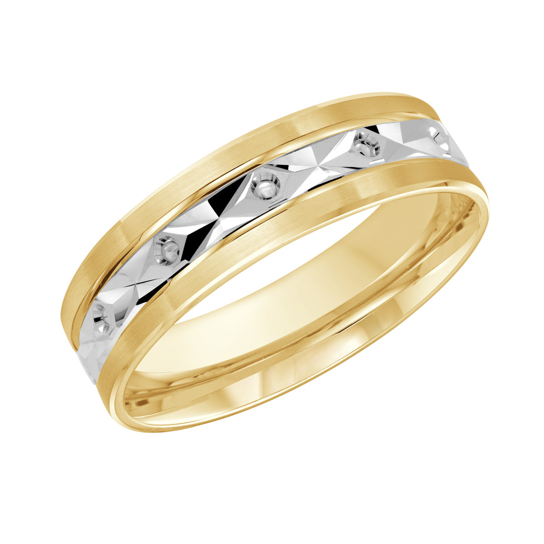 M3 086 6YW 01   A Yellow   White Wedding Band available in 10K  14K and 18K Gold