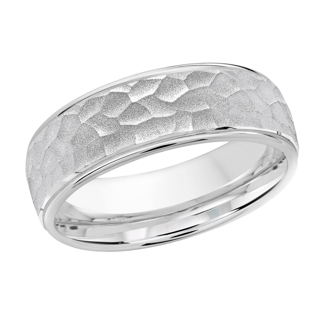 M3 1085 7W 02   A White Wedding Band available in 10K  14K  8K Gold and Platinum