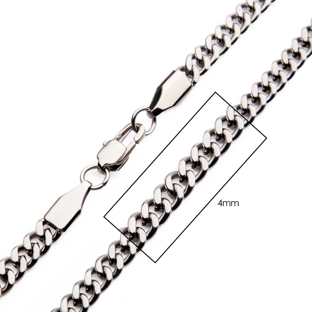 4mm Steel Diamond Cut Curb Chain Necklace