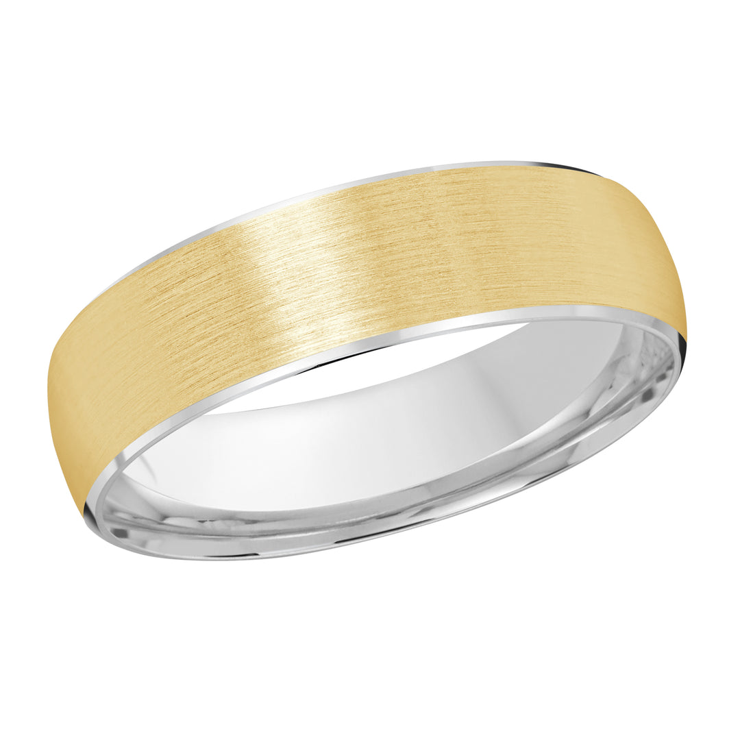 M3 249 6WY 01   A White   Yellow Wedding Band available in 10K  14K and 18K Gold