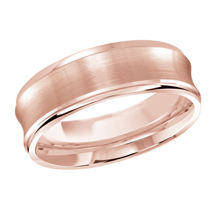 M3 095 7P 01   A Pink Wedding Band available in 10K  14K and 18K Gold