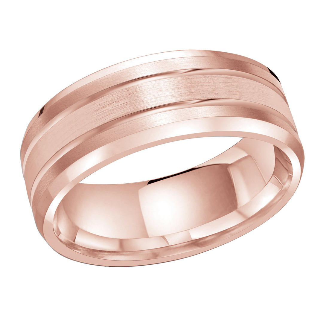 M3 1130 8P 01   A Pink Wedding Band available in 10K  14K and 18K Gold