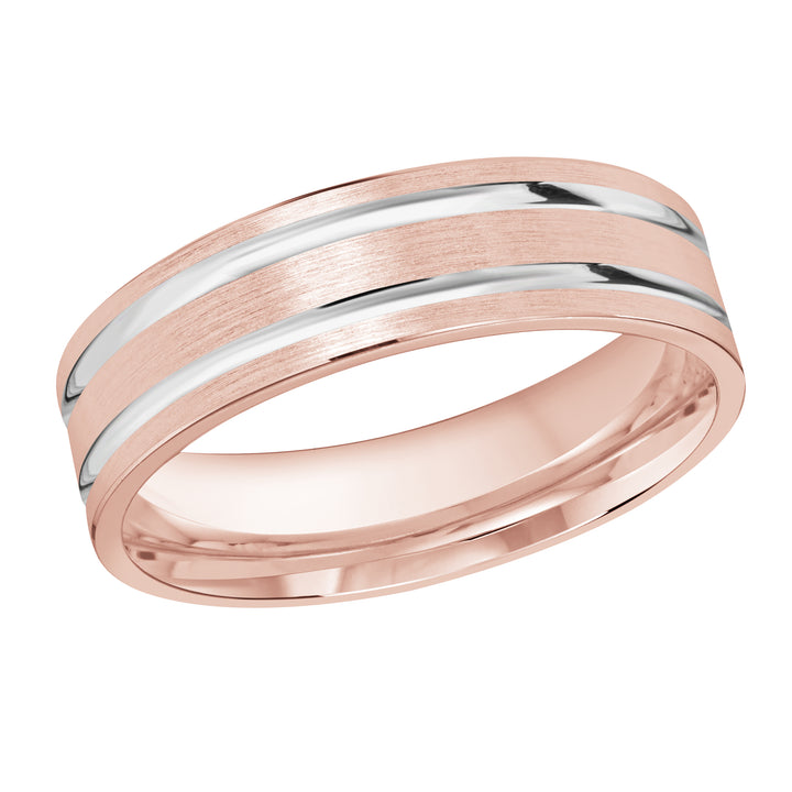 M3 986 6PW 01   A Pink White Wedding Band available in 10K  14K and 18K Gold