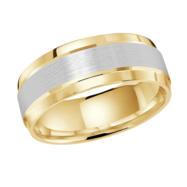 M3 418 8YW 01   A Yellow   White Wedding Band available in 10K  14K and 18K Gold