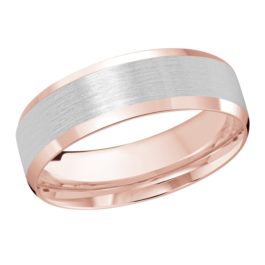 M3 1105 7PW 01   A Pink White Wedding Band available in 10K  14K and 18K Gold