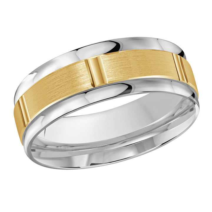 M3 636 8WY 01   A White   Yellow Wedding Band available in 10K  14K and 18K Gold