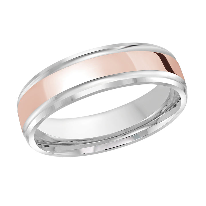 M3 411 6WP 03   A White   Pink Wedding Band available in 10K  14K and 18K Gold