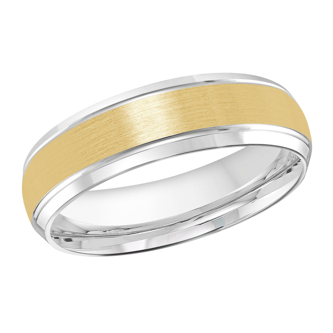 M3 014 6WY 01   A White   Yellow Wedding Band available in 10K  14K and 18K Gold