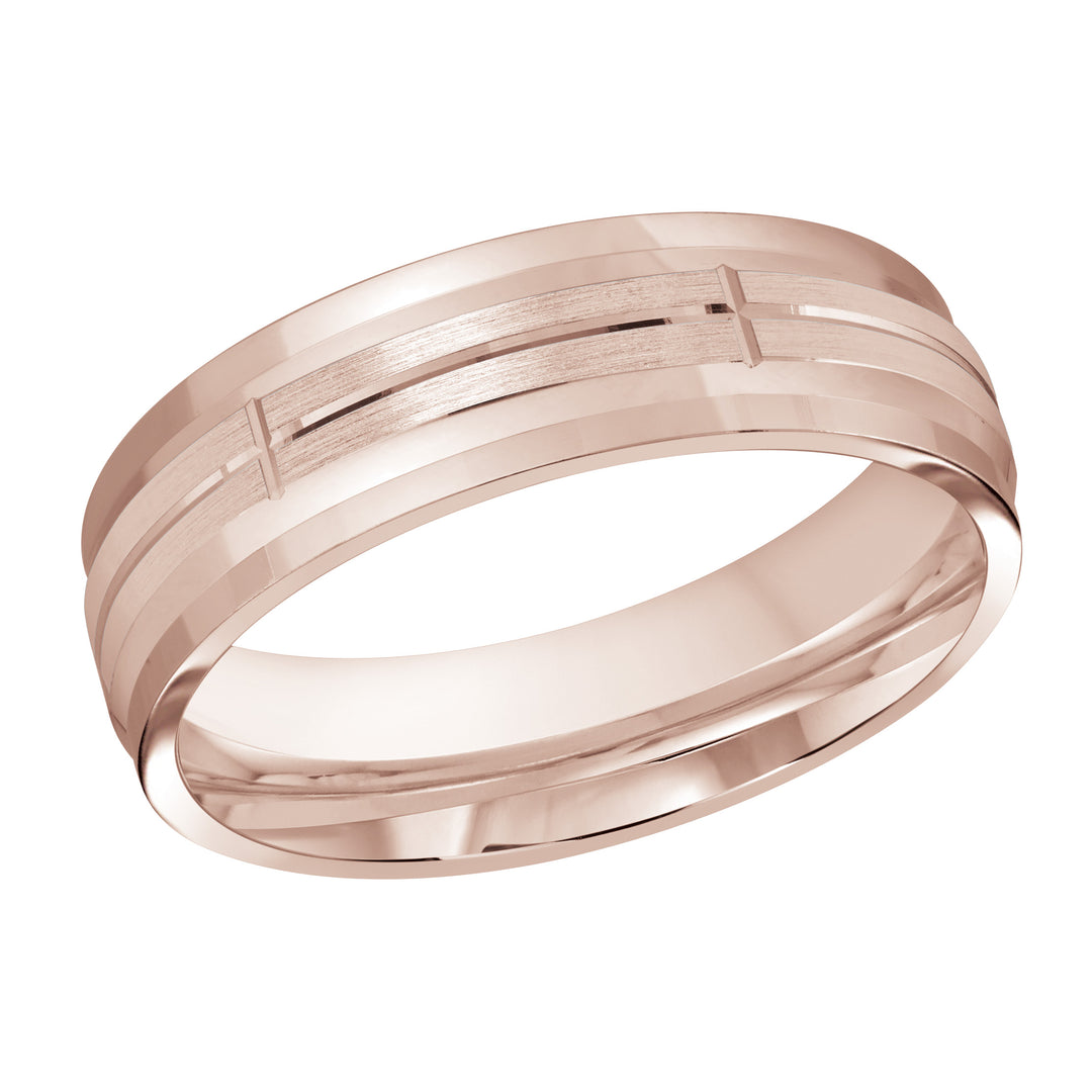 M3 693 6P 01   A Pink Wedding Band available in 10K  14K and 18K Gold