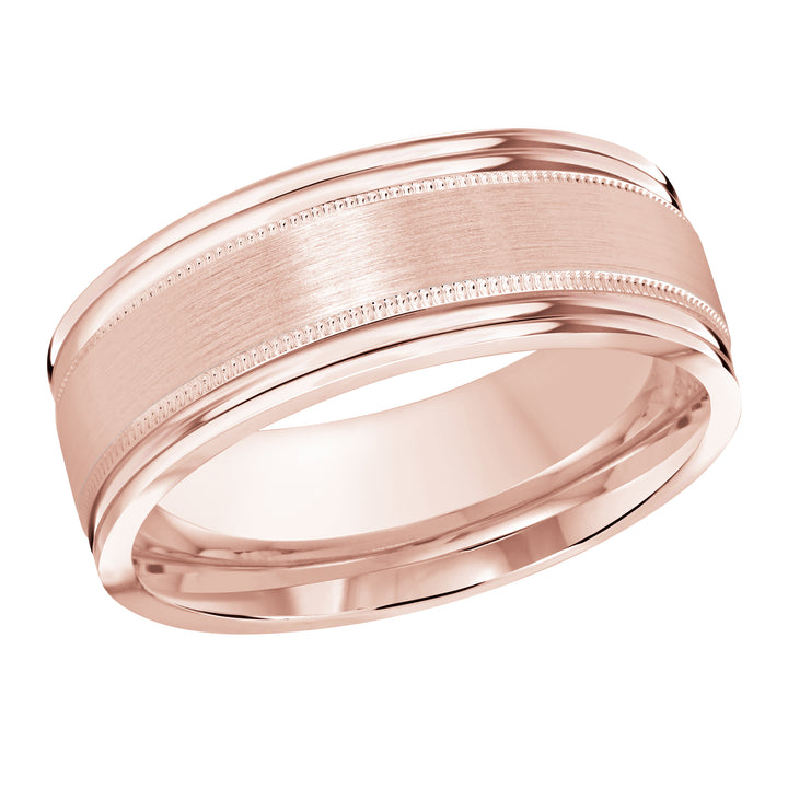 M3 738 8P 01   A Pink Wedding Band available in 10K  14K and 18K Gold