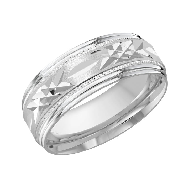 M3 007 8W 01   A White Wedding Band available in 10K  14K  8K Gold and Platinum