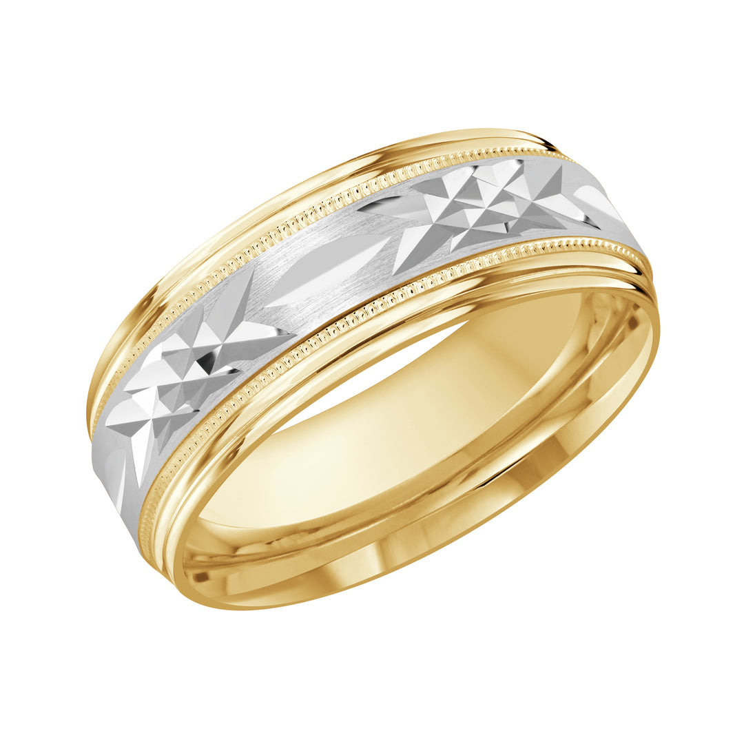 M3 007 8YW 01   A Yellow   White Wedding Band available in 10K  14K and 18K Gold