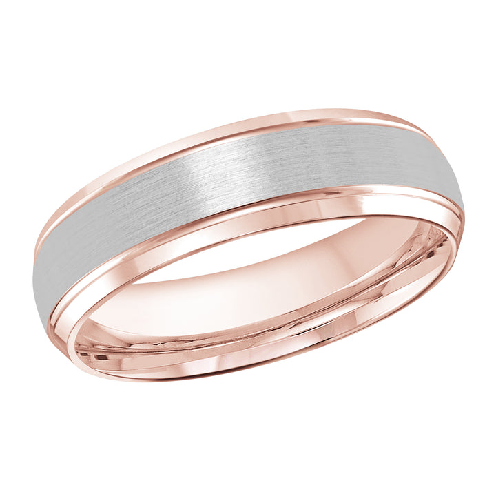 M3 014 6PW 01   A Pink White Wedding Band available in 10K  14K and 18K Gold