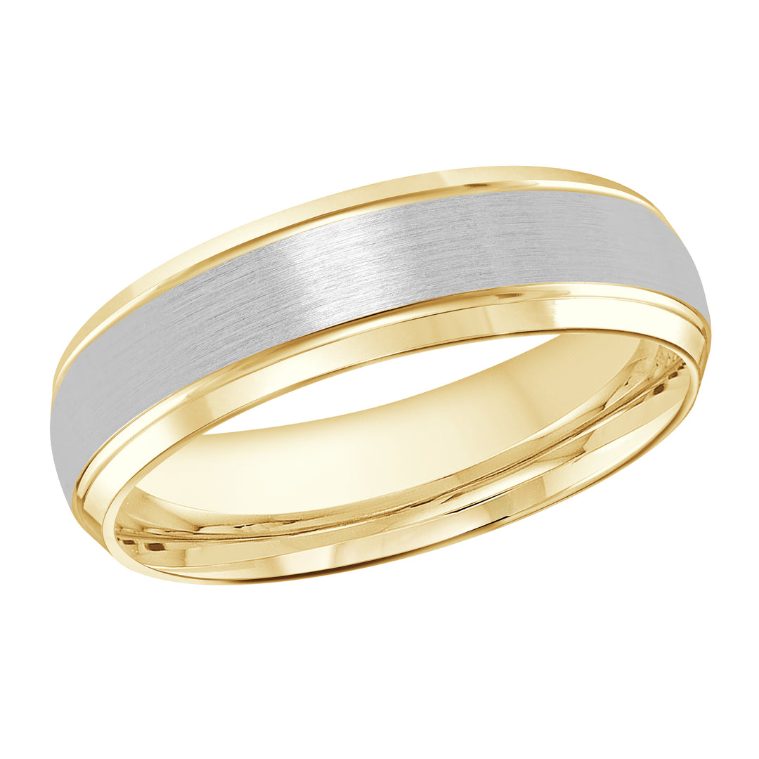 M3 014 6YW 01   A Yellow   White Wedding Band available in 10K  14K and 18K Gold